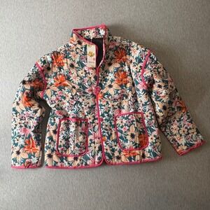 Aokivvy Floral Quilted Jacket Snap Front